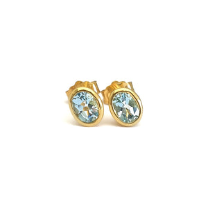  Petite Oval Cut Aquamarine Studs