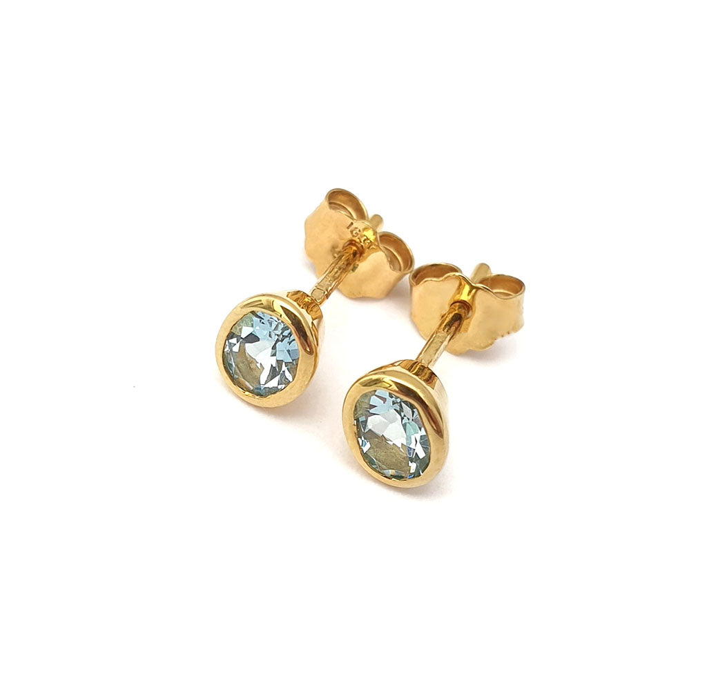  Petite Oval Cut Aquamarine Studs