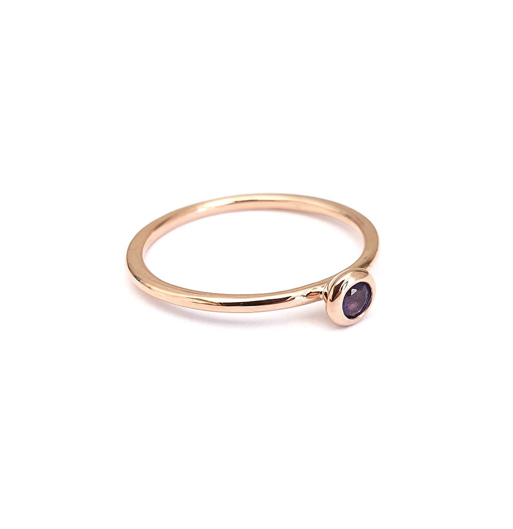 Rose Gold Bezel Set Tanzanite Stacking Ring