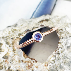 Rose Gold Bezel Set Tanzanite Stacking Ring