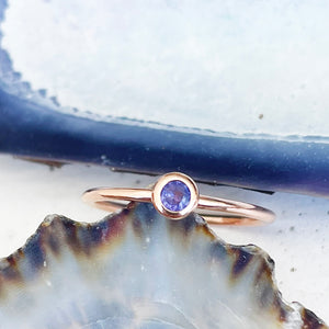 Rose Gold Bezel Set Tanzanite Stacking Ring