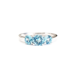 Silver Blue Topaz Trilogy Ring