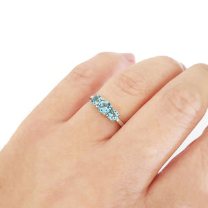 Silver Blue Topaz Trilogy Ring