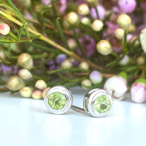 Silver Double Tube Peridot Earrings