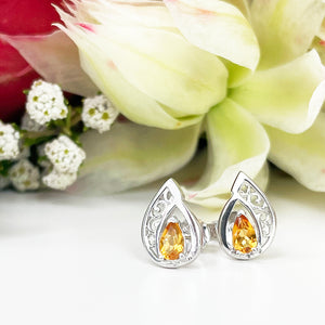 Silver Filigree Citrine Studs