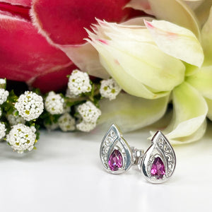 Silver Filigree Rhodolite Studs