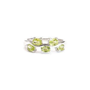 Silver Multiple Oval Peridot Wave Ring