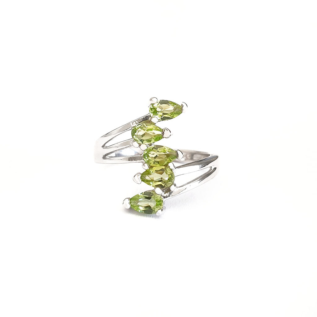 Silver Multiple Pear Cut Peridot Ring