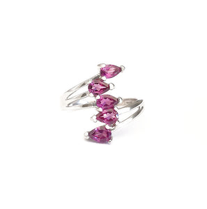 Silver Multiple Pear Cut Rhodolite Ring