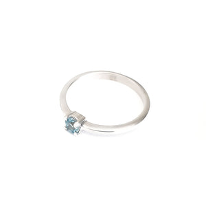 Silver Petite Solitaire Blue Topaz Ring