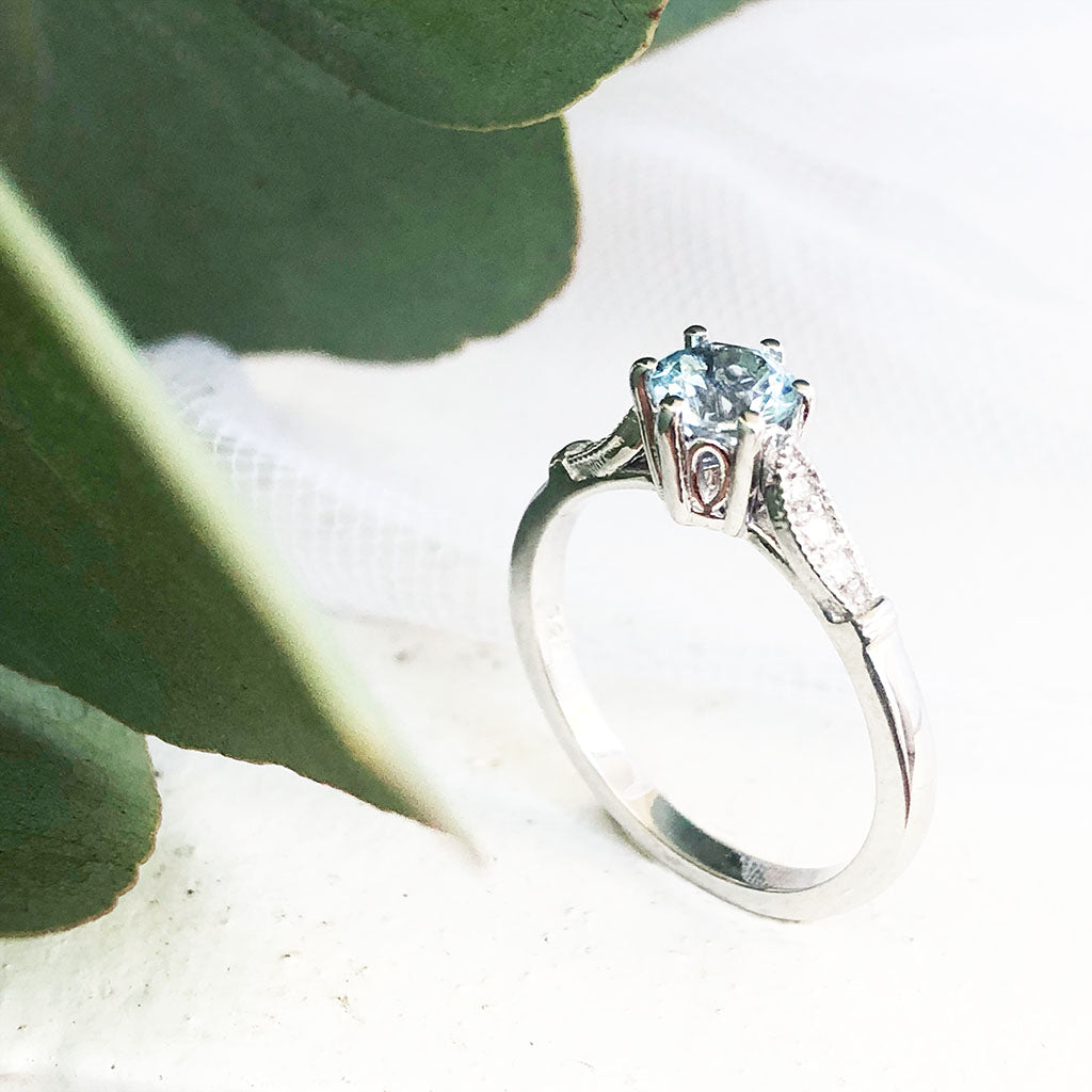 Aquamarine Engagement Ring - Aquamarine And Diamond Cluster Ring – ARTEMER
