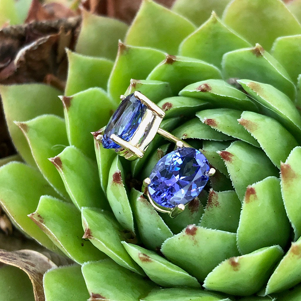 Sophisticated Oval Four Claw Tanzanite Studs