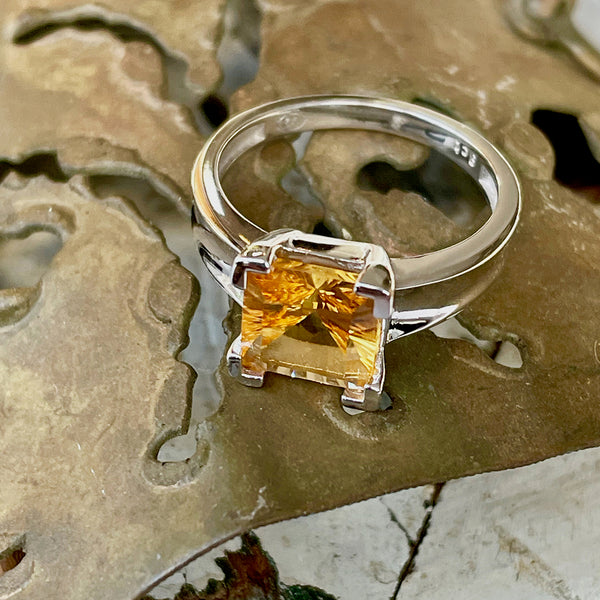 Square cut citrine on sale ring