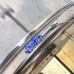 Tanzanite and Six Diamond Drop Pendant