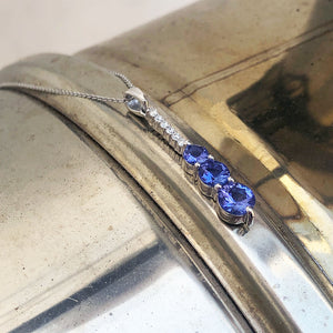 Tanzanite and Six Diamond Drop Pendant