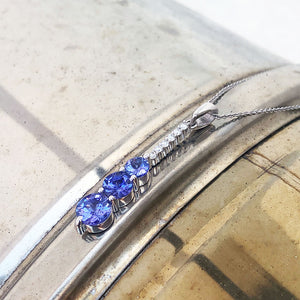 Tanzanite and Six Diamond Drop Pendant