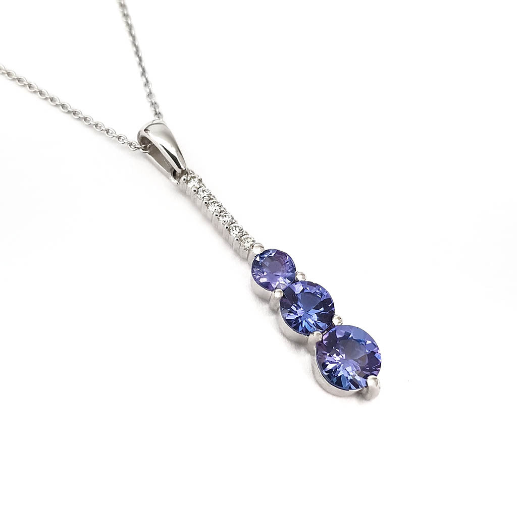 Tanzanite and Six Diamond Drop Pendant