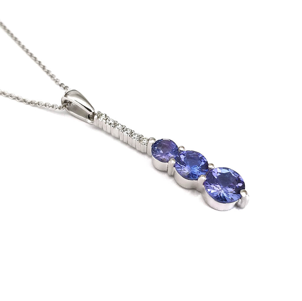 Tanzanite and Six Diamond Drop Pendant