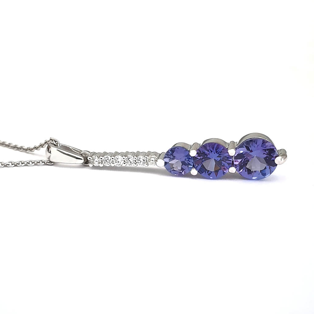 Tanzanite and Six Diamond Drop Pendant