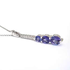 Tanzanite and Six Diamond Drop Pendant